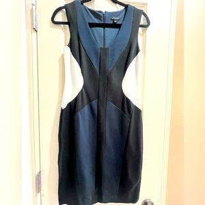 Ann Taylor Sleeveless Color Block Sheath Slimming Dress Vneck Career Size 2